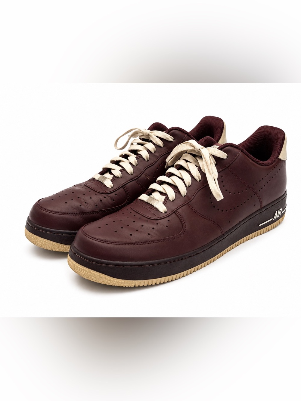 Nike Air Force 1 Low Men’s 13 Burgundy Wine Cream Leather Sneakers
